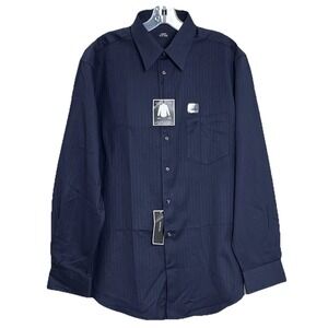 NWT Alfani Men's Fitted Dress Shirt 16.5 34/35 Blue Drop‎ Stitch Modern Corpcore